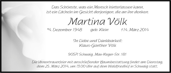 Traueranzeige von Martina Völk von Pegnitz-Zeitung